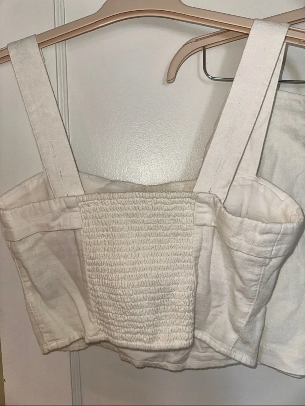 Abercrombie & Fitch White Linen Blend Cropped Tank Top and Skort Set - Picture 3 of 5